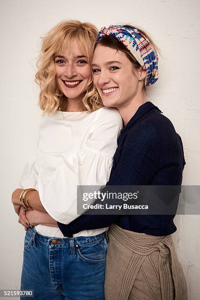 Actresses Caitlin FitzGerald and Mackenzie Davis from "Always Shine" pose at the Tribeca Film Festival Getty Images Studio on April 15, 2016 in New...