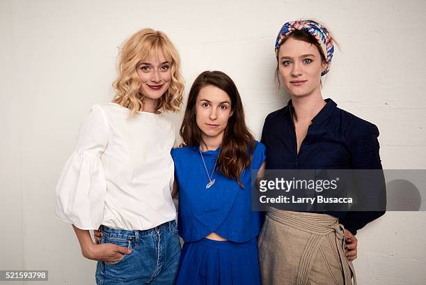 Actress Caitlin FitzGerald, director Sophia Takal, and actress Mackenzie Davis from "Always Shine" pose at the Tribeca Film Festival Getty Images...