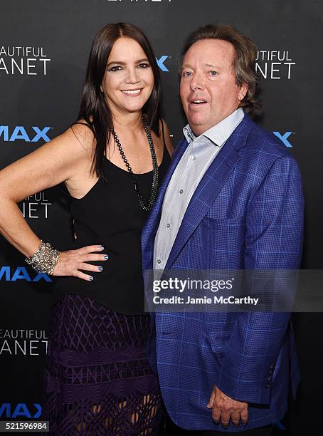 Model Peggy Bonapace and CEO of IMAX Corporation, Richard Gelfond attend the New York premiere of "A Beautiful Planet" at AMC Loews Lincoln Square on...