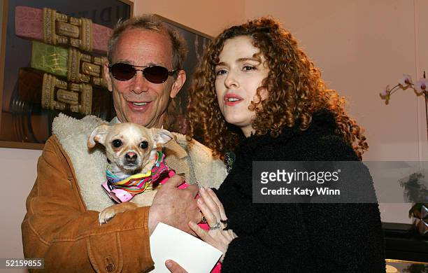 Actor Joel Grey , actress Bernadette Peters and Lucy Anne are seen in the lobby of the main tent during Olympus Fashion Week Fall 2005 at Bryant Park...