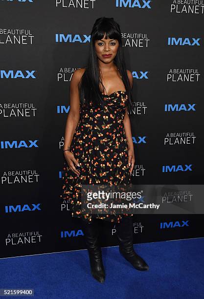 Actress Krystal Joy Brown attends the New York premiere of "A Beautiful Planet" at AMC Loews Lincoln Square on April 16, 2016 in New York City.