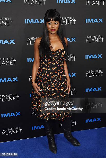 Actress Krystal Joy Brown attends the New York premiere of "A Beautiful Planet" at AMC Loews Lincoln Square on April 16, 2016 in New York City.