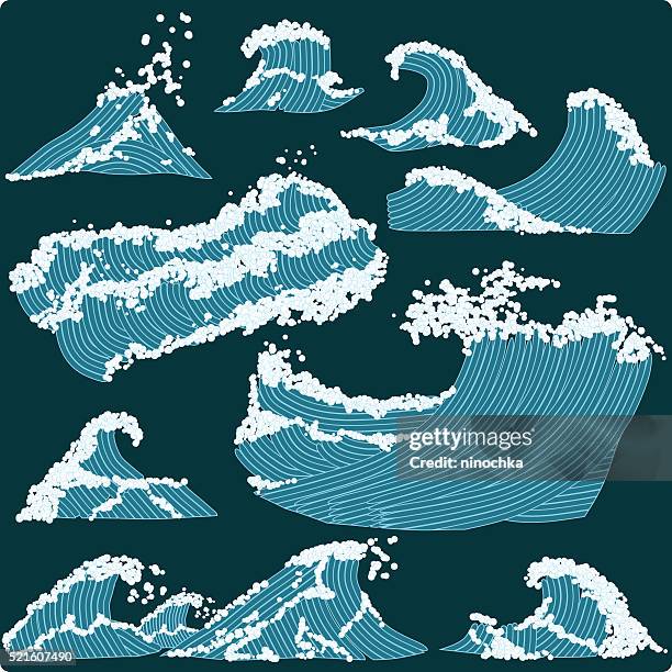 waves - waves crashing storm stock illustrations