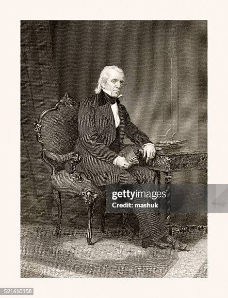 james knox polk , 19 century portrait - president stock illustrations