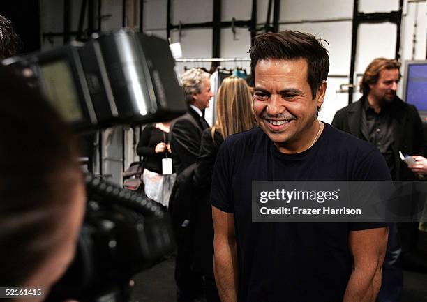 Designer Narciso Rodriguez is photographerd backstage at the Narciso Rodriguez Fall 2005 show during the Olympus Fashion Week at Bryant Park February...