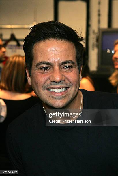 Designer Narciso Rodriguez backstage at the Narciso Rodriguez Fall 2005 show during the Olympus Fashion Week at Bryant Park February 8, 2004 in New...