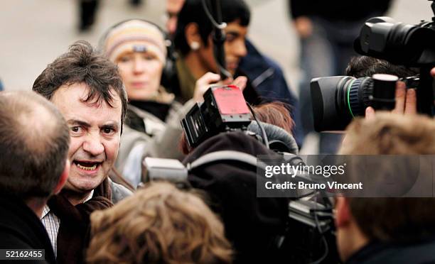 Gerry Conlon speaks to the press as he arrives at the Houses of Parliament, February 9, 2005 in London. British Prime Minister Tony Blair is expected...