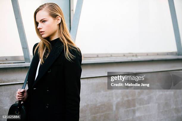 Dutch model Estella Boersma exits the John Galliano show at Lycee Carnot on Day 6 of PFW FW16 on March 06, 2016 in Paris, France.