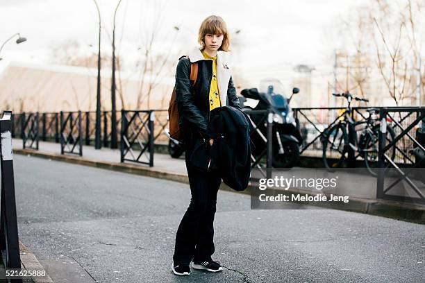 Model Aniek Klapwijk after the Balenciaga show on Day 6 of PFW FW16 on March 06, 2016 in Paris, France.