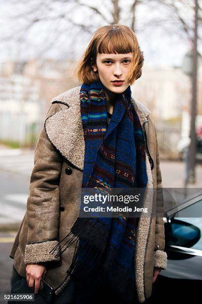 Model Leda Smirnova after the Balenciaga show on Day 6 of PFW FW16 on March 06, 2016 in Paris, France.