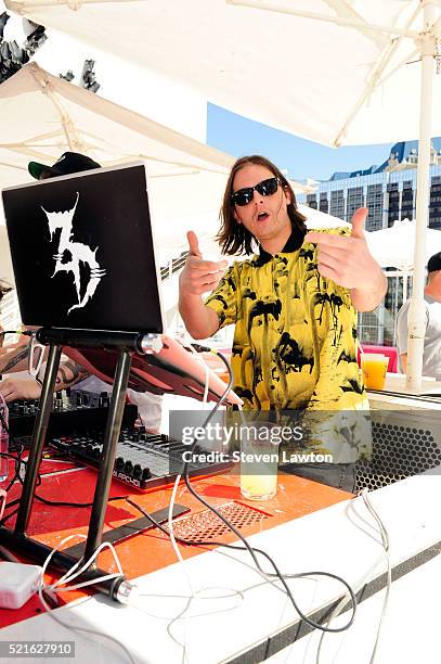 Producer Zachary "Hooks" Rapp-Rovan of Zeds Dead performs during the launch of their residency at Drai's Beach Club - Nightclub at The Cromwell Las...