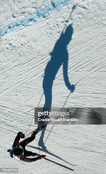 Competitor is seen racing during the Mens 20 Km individual race at The E.On Ruhgas IBU Biathlon World Cup on Feburary 9, 2005 in Cesana San Sicario,...