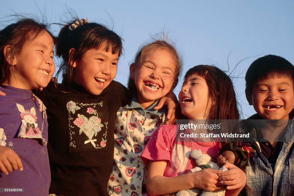 Smiling Young Inupiat Children