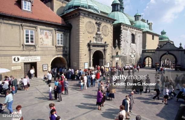 pilgrims flocking to monastery of jasna gora - czestochowa stock pictures, royalty-free photos & images