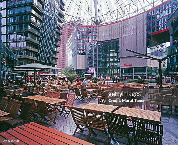 sony center at potsdamer platz - berlin cafe stock pictures, royalty-free photos & images