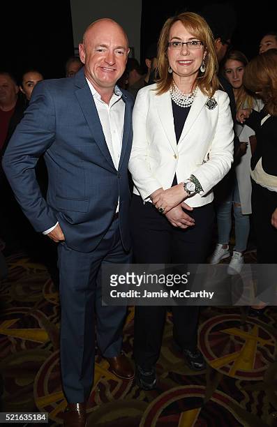 Former NASA astronaut, Mark Kelly and former United States Representative, Gabrielle Giffords attend the after party for the New York premiere of "A...