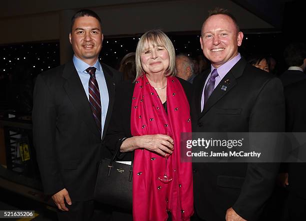 Kjell N. Lindgren, Toni Myers and Barry "Butch" E. Wilmore attend the after party for the New York premiere of "A Beautiful Planet" on April 16, 2016...