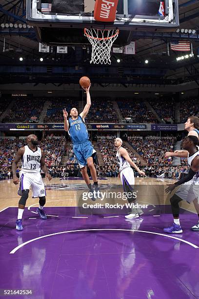 Tayshaun Prince of the Minnesota Timberwolves shoots against the Sacramento Kings on April 7, 2016 at Sleep Train Arena in Sacramento, California....