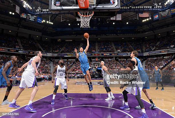 Tayshaun Prince of the Sacramento Kings shoots against the Minnesota Timberwolves on April 7, 2016 at Sleep Train Arena in Sacramento, California....