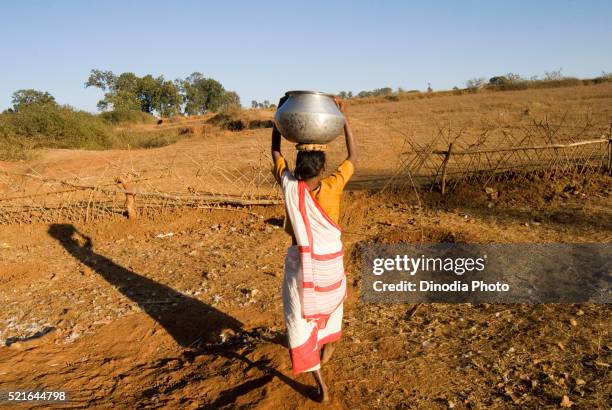 woman carrying water in ranchi jharkhand india asia - scarce imagens e fotografias de stock