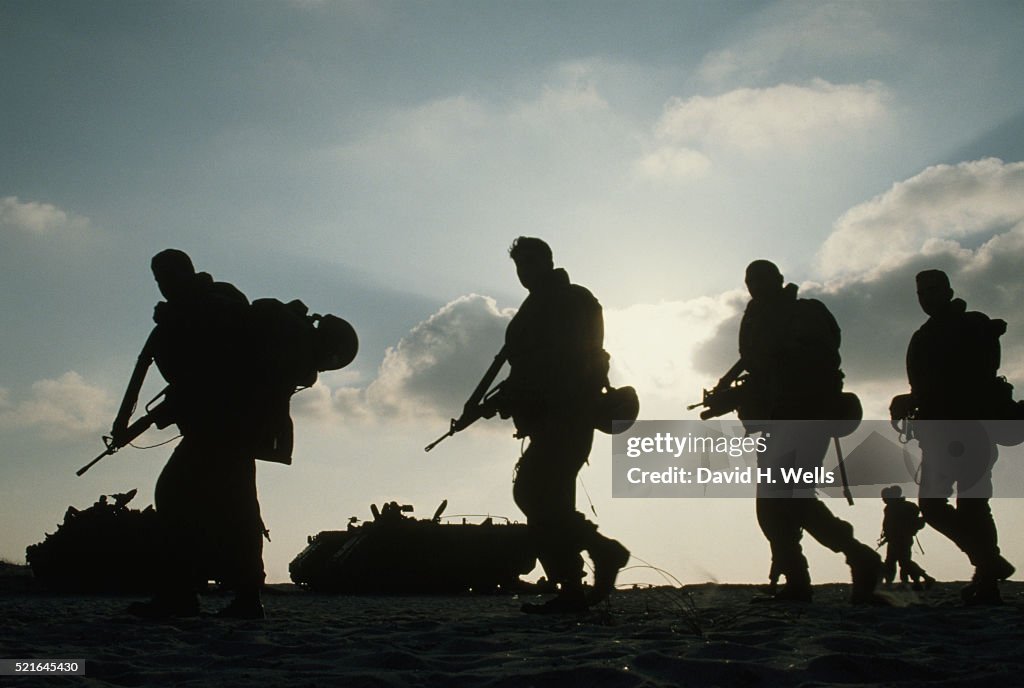 Silhouette of Soldiers