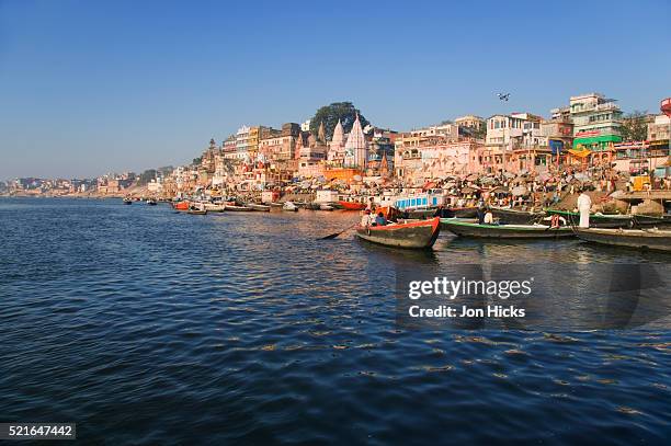 town on the ganges - varanasi ganges stock pictures, royalty-free photos & images