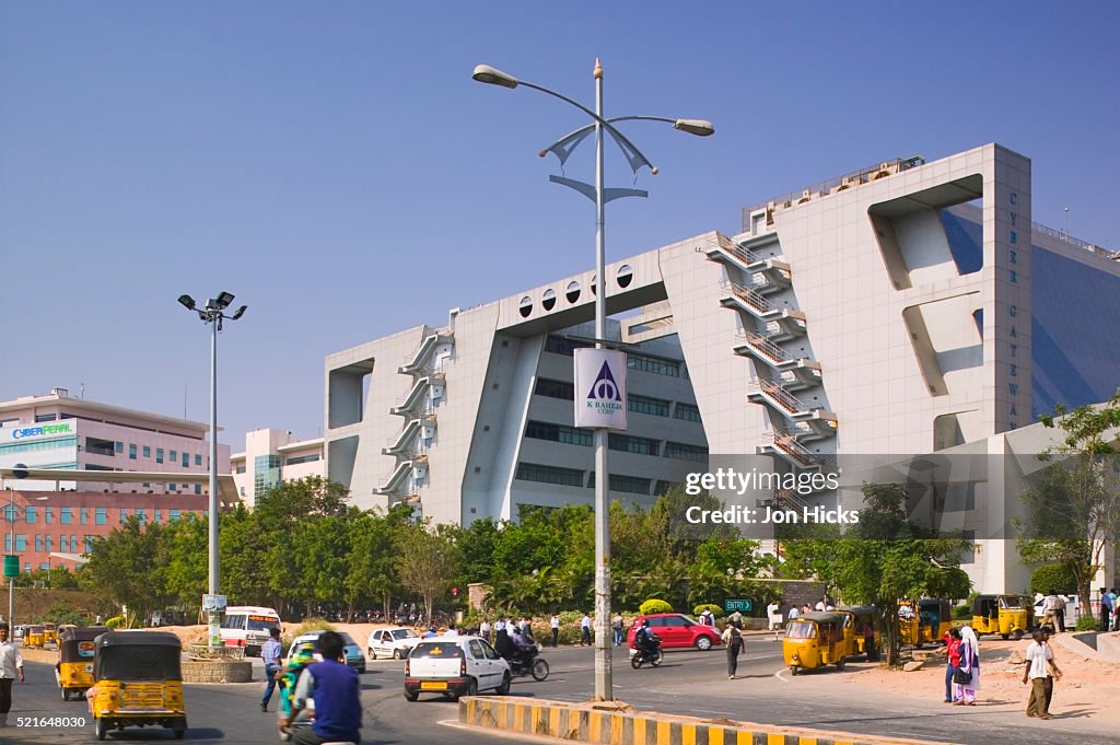 Traffic Streaming Past Cyber Gateway in HITEC City