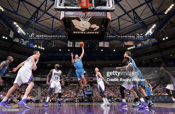 Tayshaun Prince of the Minnesota Timberwolves shoots against the Sacramento Kings on April 7, 2016 at Sleep Train Arena in Sacramento, California....