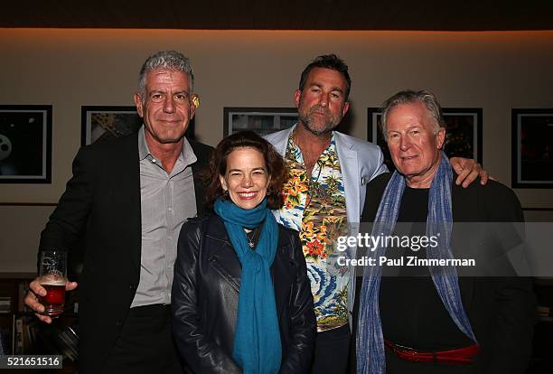 Anthony Bourdain, Dana Cowin, Ken Friedman and Jeremiah Tower attend the CNN Films and ZPZ Production premiere party celebrating Jeremiah Tower: The...