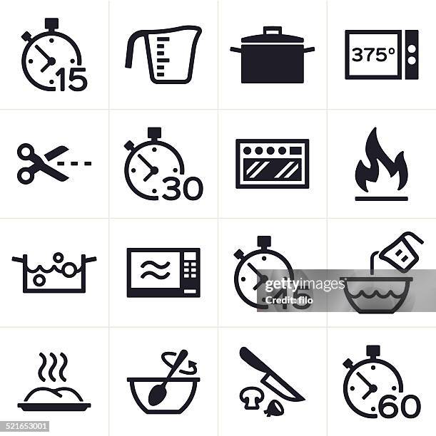 bildbanksillustrationer, clip art samt tecknat material och ikoner med baking and cooking icons - ugn