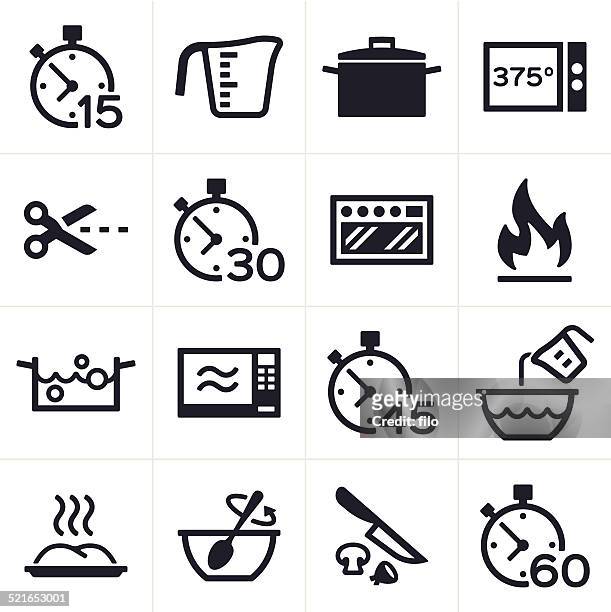 baking and cooking icons - domestic kitchen stock illustrations