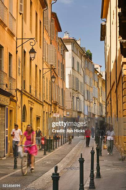 typical street scene in vieil aix - aix en provence stock pictures, royalty-free photos & images