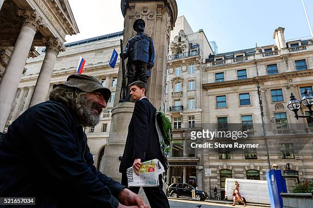 rich and poor in london financial district - social inequality stock pictures, royalty-free photos & images