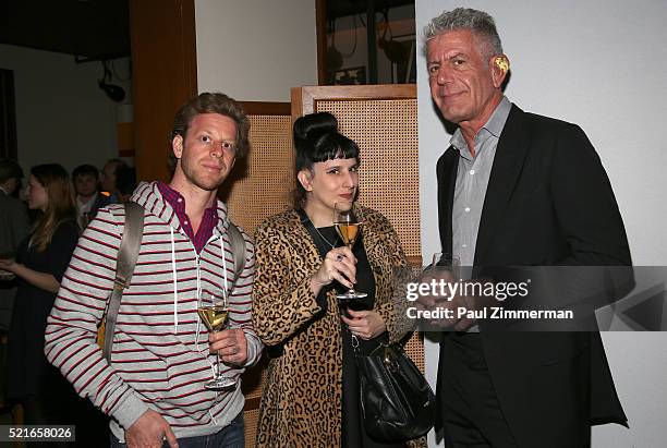 Joshua David Stein, Kat Kinsman and Anthony Bourdain attend the CNN Films and ZPZ Production premiere party celebrating Jeremiah Tower: The Last...