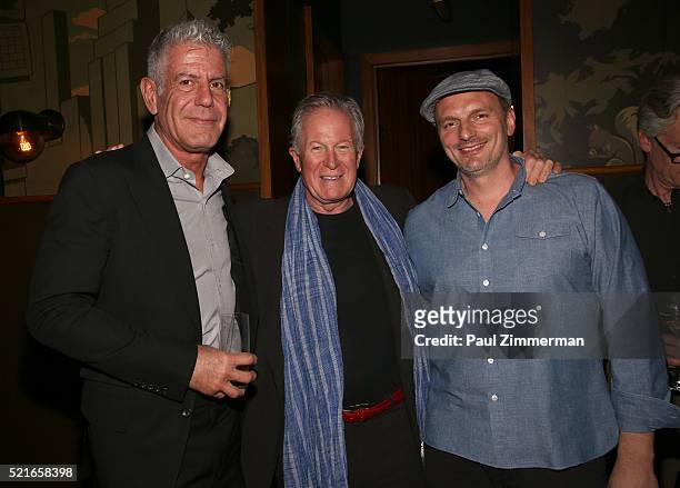 Executive Producer Anthony Bourdain; Film Subject Chef Jeremiah Tower and Chef Andrew Carmellini attends the CNN Films and ZPZ Production premiere...