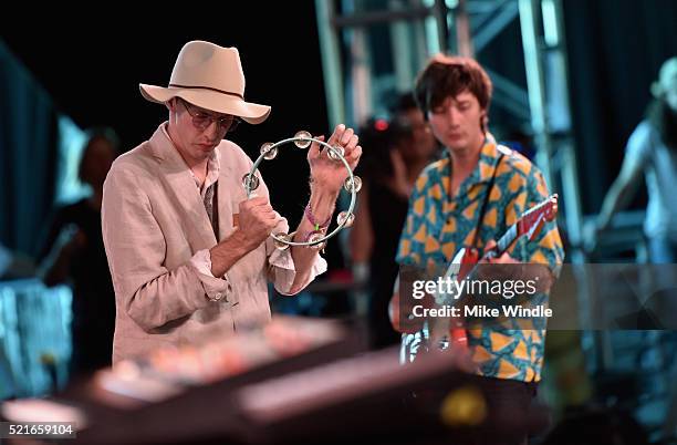Musicians Bradford Cox and Lockett Pundt of Deerhunter perform onstage during day 2 of the 2016 Coachella Valley Music & Arts Festival Weekend 1 at...