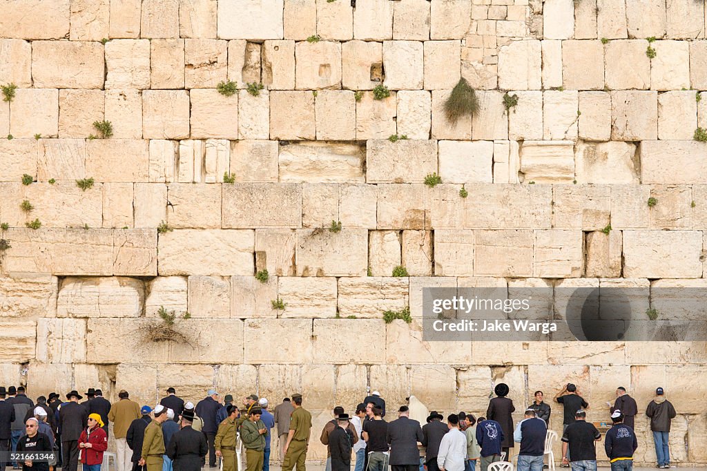 Crowds preying at the Western Wall, Wailing Wall or Kotel, Old Jerusalem, Israel