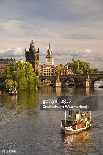 view of prague - vltava river stockfoto's en -beelden