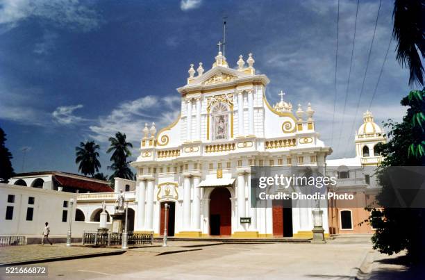 cathedral of our lady immaculate conception, pondicherry, tamil nadu, india - pondicherry stockfoto's en -beelden