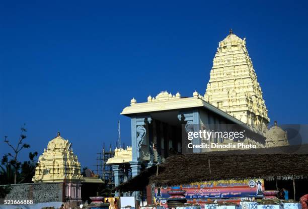 panchamuga anjaneya hanuman temple at panchavadi near pondicherry, tamil nadu, india - pondicherry stock pictures, royalty-free photos & images