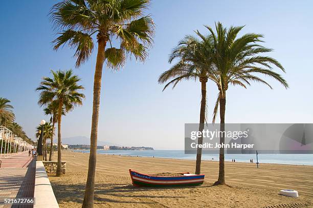 beach at estepona on spain's costa del sol - malaga fotografías e imágenes de stock