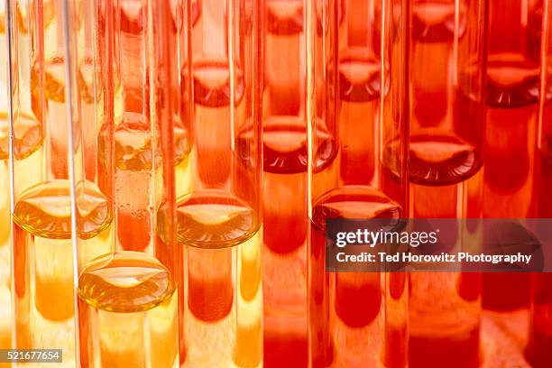 test tubes - orange colour stock-fotos und bilder