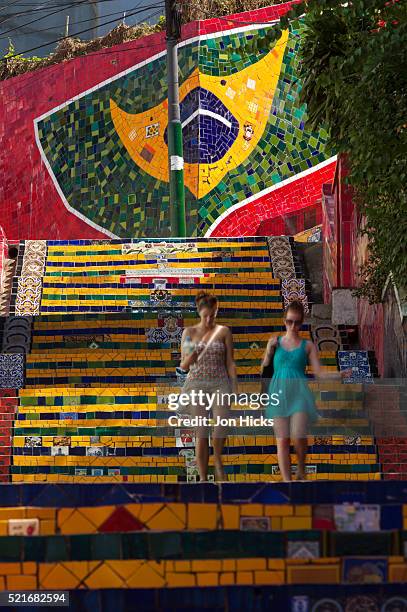 escadaria selaron in santa teresa, rio de janeiro. - escadaria 個照片及圖片檔