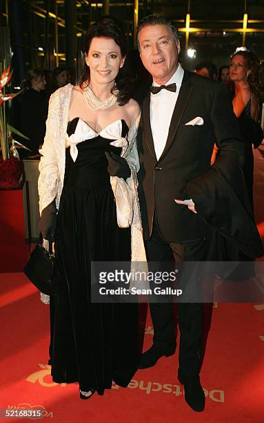 German actress Iris Berben and her husband Gabriel Lewy arrive at the "Goldene Kamera" Awards at Axel Springer House on February 9, 2005 in Berlin,...