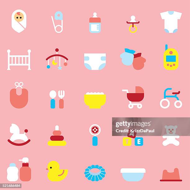 baby icons - changing nappy stock illustrations