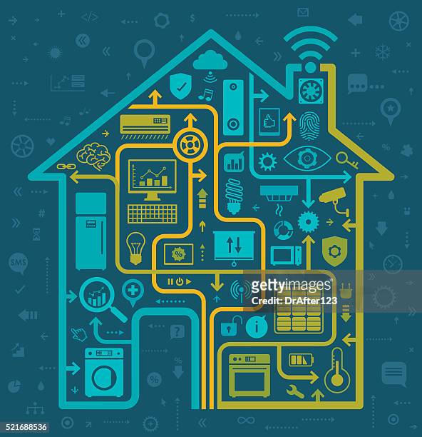 home automation concept - digital home stock illustrations