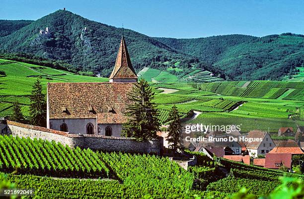 hunawihr village in alsace, france - castle france stock-fotos und bilder