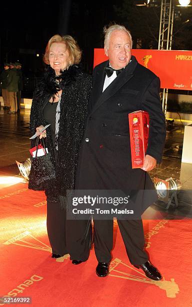 Ruth Maria Kubitschek and Wolfgang Rademann arrive at the "Goldene Kamera" Awards at Axel Springer Haus on February 9, 2005 in Berlin, Germany.