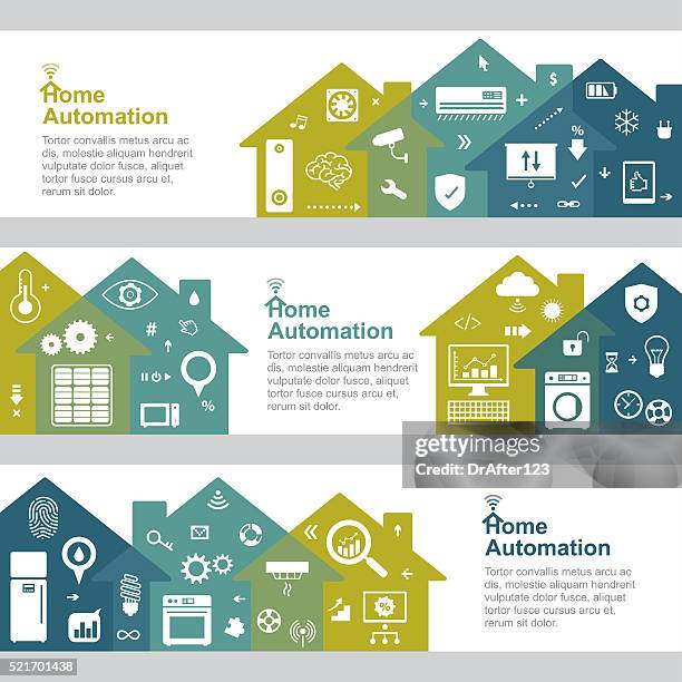 home automation banners - efficient house stock illustrations