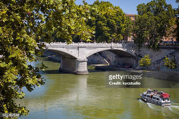 view of ponte mazzini over tiber river - river tiber stock pictures, royalty-free photos & images